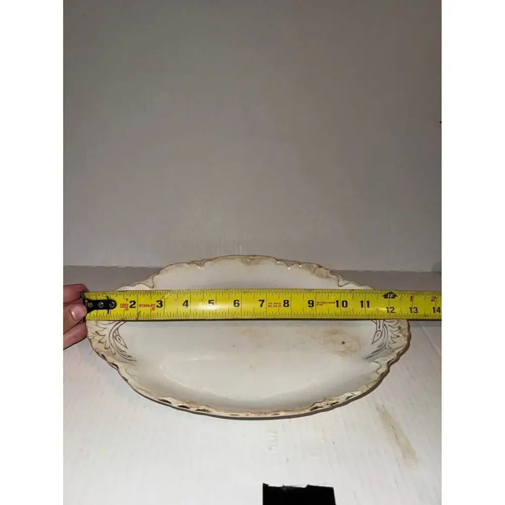 Vintage W.S. George Radisson Platter 16” x 11-1/2” Good Used Cond. White/Gold